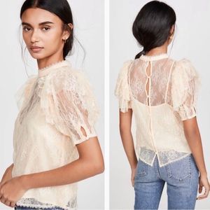 Free People Secret Admirer lIvory Lace Blouse